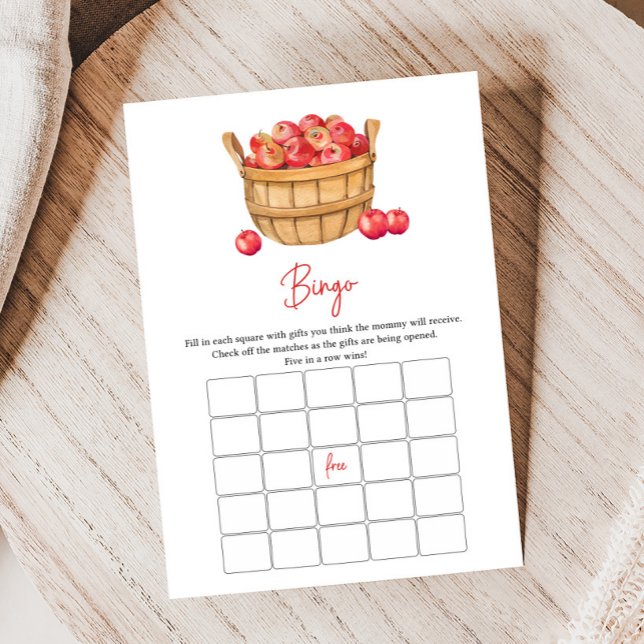 Höstäpplekorg Baby Shower Bingo-spel (Apple Baby Shower Game)