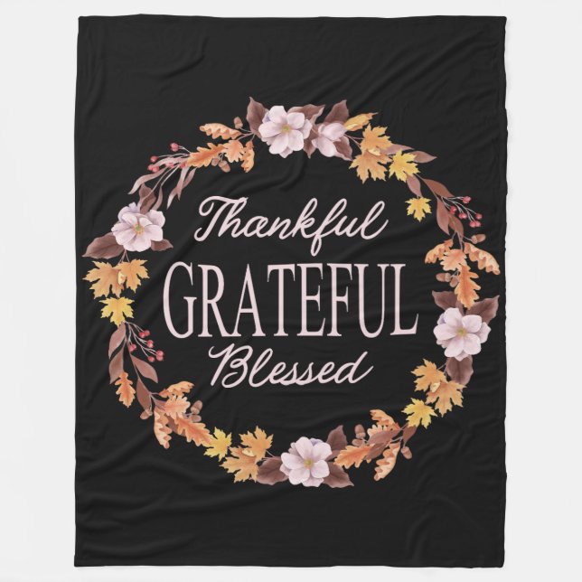 Höstårens krans - tack och lov - välsignad fleecefilt (Framsidan)