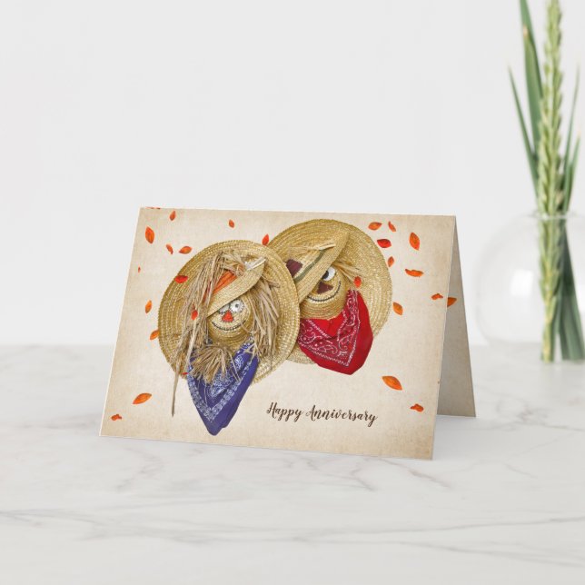 Höstårsdag för bandhattar i fågelskrämman kort (Framsida)