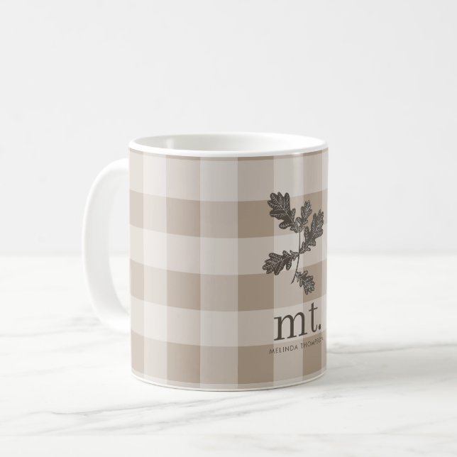 Höstårtuppsvälld modern flytande monogram kaffemugg (Framsida vänster)