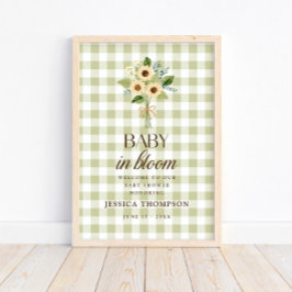 Höstbaby i blomning Gingham Solros Babyfirande Poster