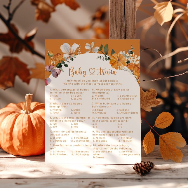 Höstbåge pumpa Baby trivia baby shower spel (Skapare uppladdad)