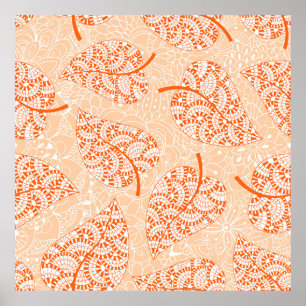 Höstbakgrund. Löv, sömlös mönsterbakgrund Poster