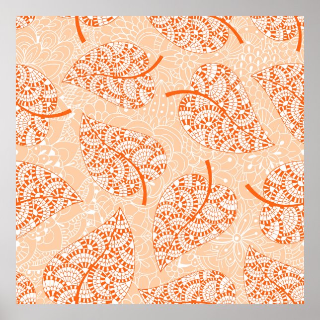 Höstbakgrund. Löv, sömlös mönsterbakgrund Poster (Framsidan)