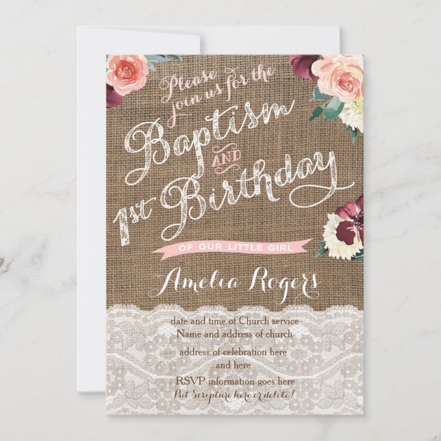 Höstbaptism första Födelsedagsfesten för flicka Inbjudningar (Framsida)