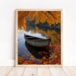 Höstbåt på en transquil River Wall Art Poster