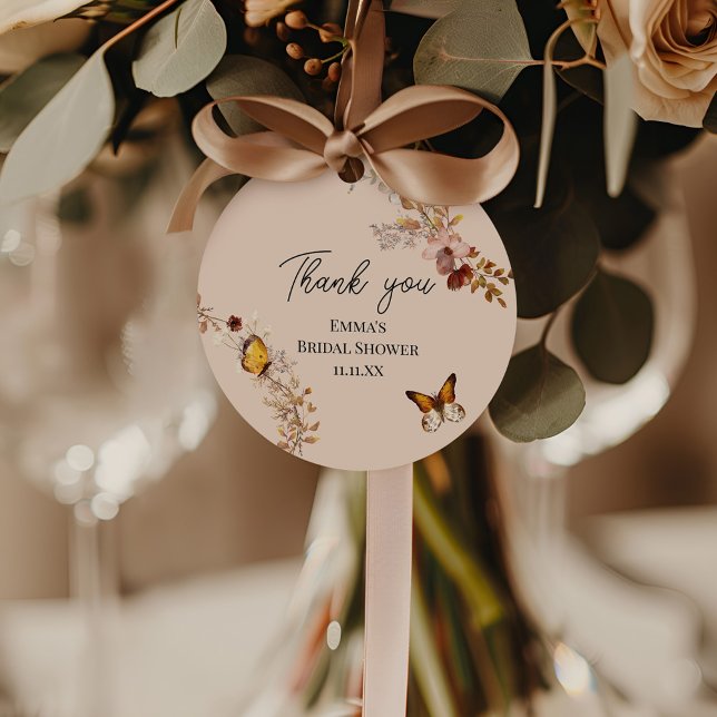 Höstbeige vildblomma akvarell bröllopsdusch gåvor etiketter (Skapare uppladdad)