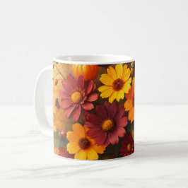 Höstbildsfusion för Blommigt Kaffemugg