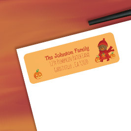 Höstbjörn Halloween Returadressetiketter Returadress Etikett