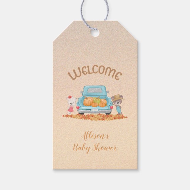 Höstbjörnar pumpar pumpor i lastbil Anpassad Presentetikett (Framsidan)