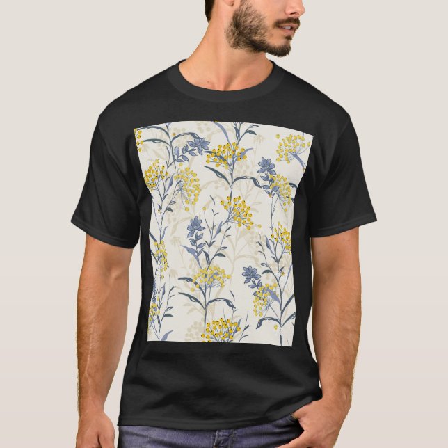 Höstbjörnbär löv gult, färglös sömlös. t shirt (Framsida)