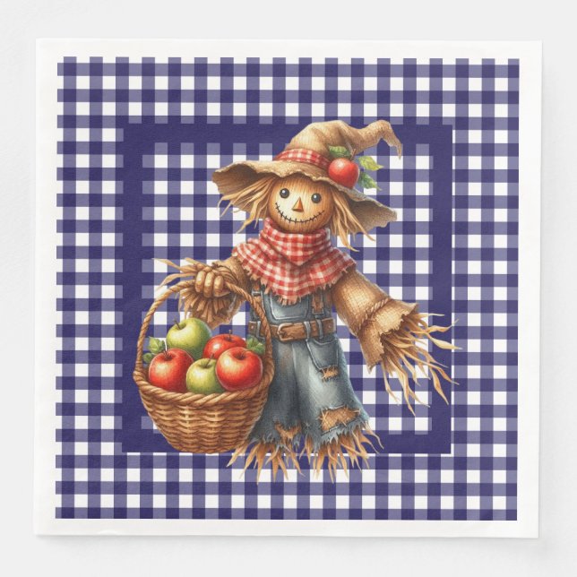 Höstblå Gingham  Pappersservett (Framsida)