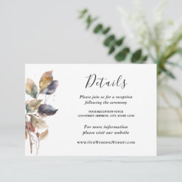 Höstblå guldfärgade blad Watercolor Bröllopet Tilläggskort