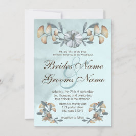 Höstblå Pumpkin & Ginkgo Bröllop Inbjudningar