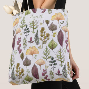 Höstblad Anpassat Namn Vit Totebag Tygkasse