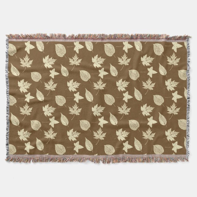 Höstblad - beige och choklad mysfilt (Framsidan)