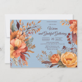 Höstblad Blommig Thanksgiving Friendsgiving Inbjudningar