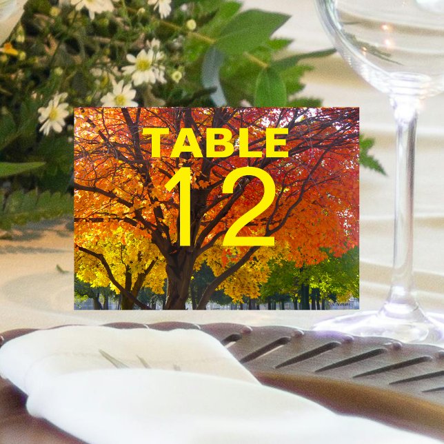 Höstblad Bröllop Faltad Bordskort (Autumn Leaves Wedding Folded Table Card)
