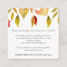 Höstblad Bröllop QR-kod RSVP Fyrkantig Tilläggskort