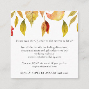 Höstblad Bröllop QR-kod RSVP Fyrkantig Tilläggskort