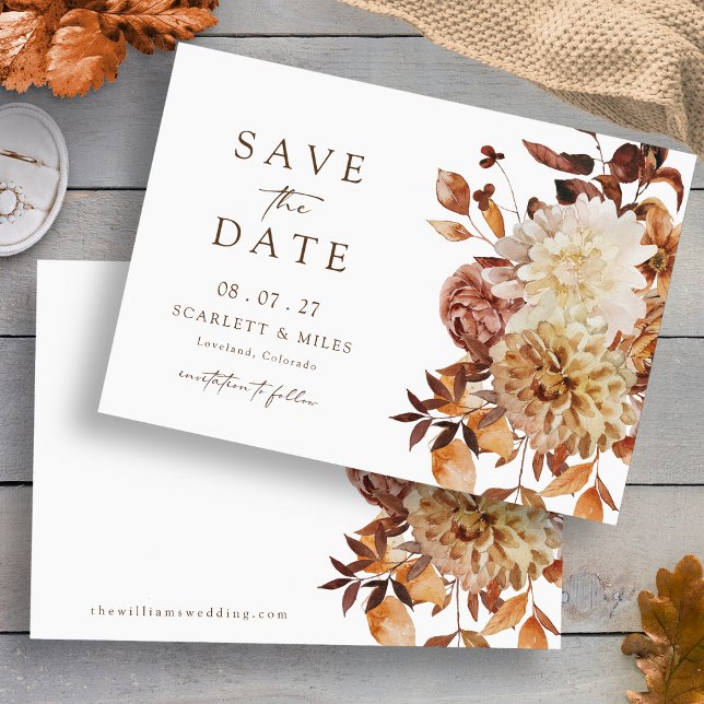 Höstblad Bröllop Spara Datumet (Elegant Fall Leaves Wedding Save The Date Invitation by Painted Paperie
)