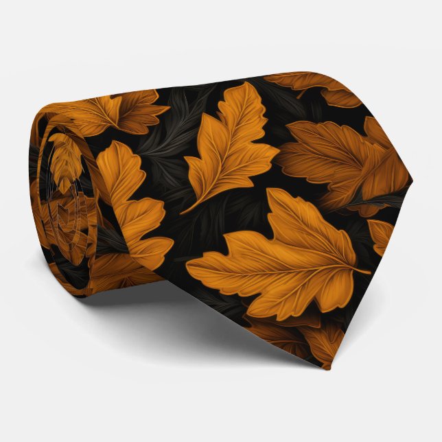 Höstblad Brun Och Orange Lövverk  Slips (Rullad)