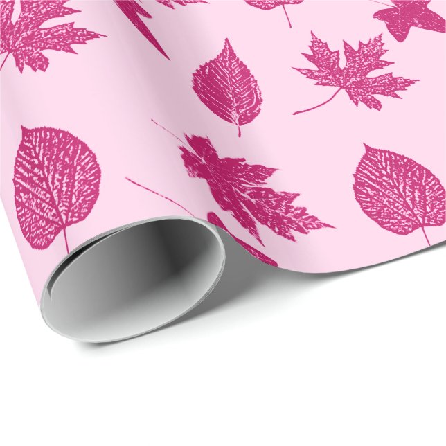 Höstblad - burgunder och skalsköna rosa presentpapper (Rullad Hörn)