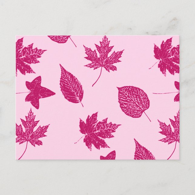 Höstblad - burgunder och skalsköna rosa vykort (Framsida)