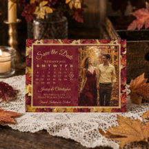 Höstblad Burgundy Kalender & Foto Bröllop