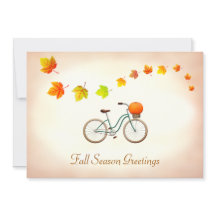 Höstblad & Cykel med pumpa hälsningar