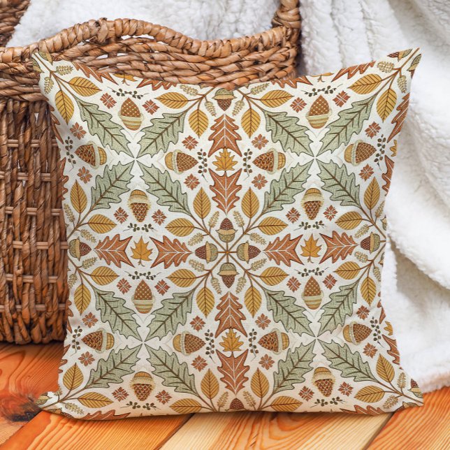 Höstblad Ek Ekollon Natur Varm  Kudde (Autumn leaves nature-inspired pillow)