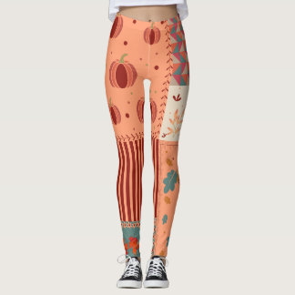 Höstblad Ekollon Lappteknik Mönster Konst Leggings