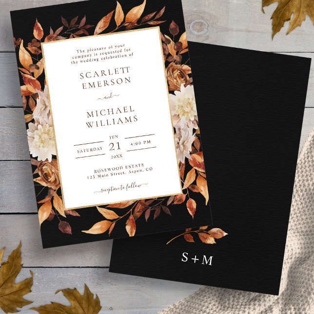 Höstblad Elegant Bröllopsinbjudan Inbjudningar (Fall Leaves Elegant Wedding Invitation
)