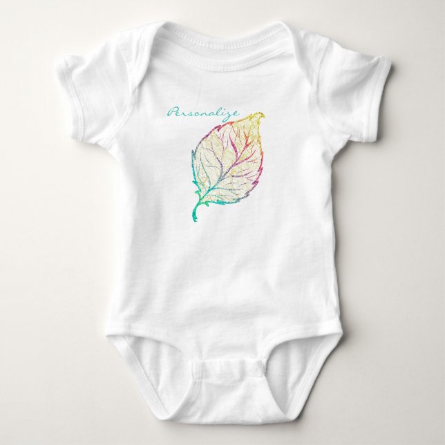 Höstblad elegant söt pastell rosa teal guld  t shirt (Framsida)