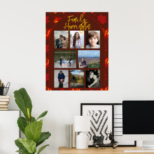 Höstblad Familjefoto Kollageaffisch Poster