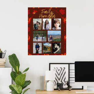 Höstblad Familjefoto Kollageaffisch Poster