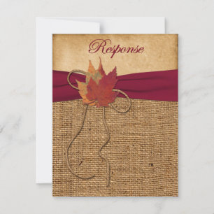 Höstblad, FAUX burlap RSVP-kort 3 OSA Kort