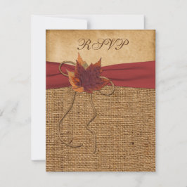 Höstblad, FAUX burlap RSVP-kort OSA Kort
