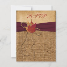 Höstblad, FAUX Burlap RSVP-kort - Vin