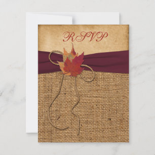 Höstblad, FAUX burlap RSVP-kort - Vin OSA Kort