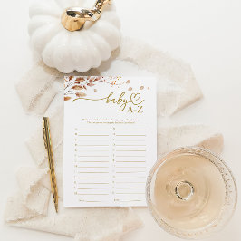 Höstblad Flicka Baby Shower Baby A-Z Spel Inbjudningar