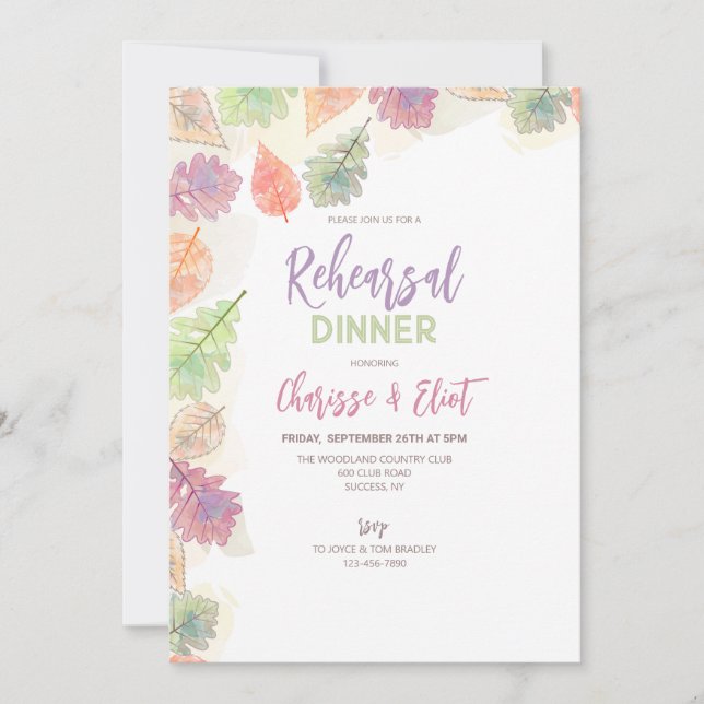 Höstblad Handmålade Inbjudningar (Framsida)