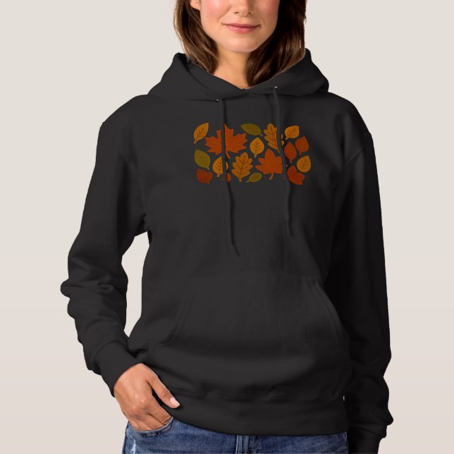 Höstblad Hoodie, Tryckta Falska Filtblad T Shirt (Framsida)