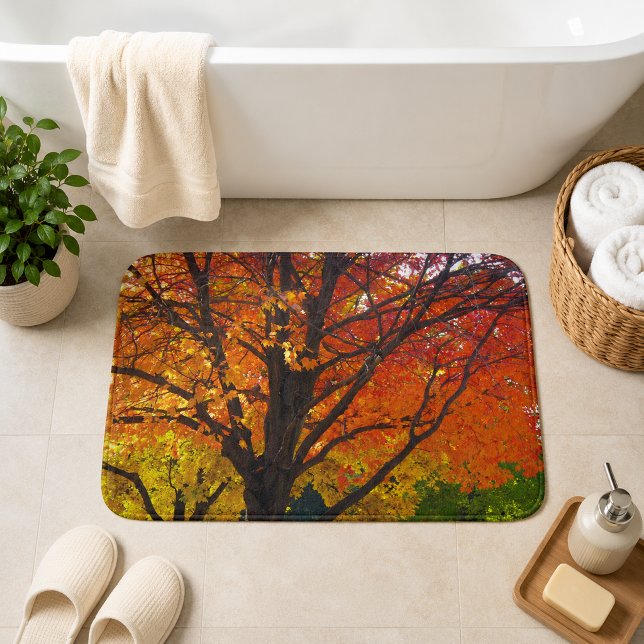 Höstblad i gult och orange foto badrumsmatta (Autumn Leaves of Yellow and Orange Photo Bath Mat)