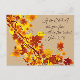 Höstblad John 8:36 Inspirerande vykort