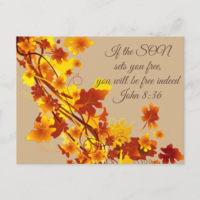 Höstblad John 8:36 Inspirerande vykort (Framsida)