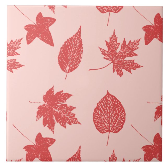 Höstblad - korallorange och rosa kakelplatta (Framsidan)
