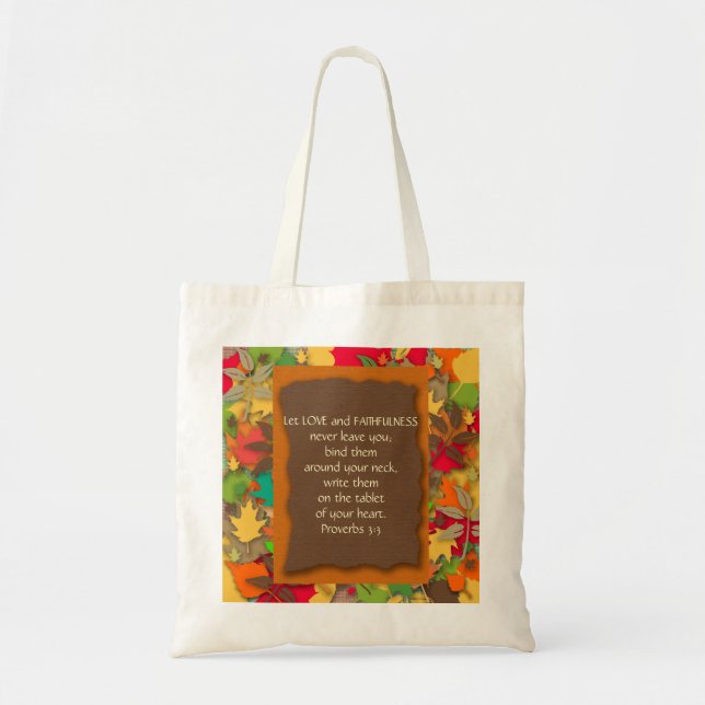 Höstblad - Kristet bibelvers Totebag Tygkasse (Framsidan)