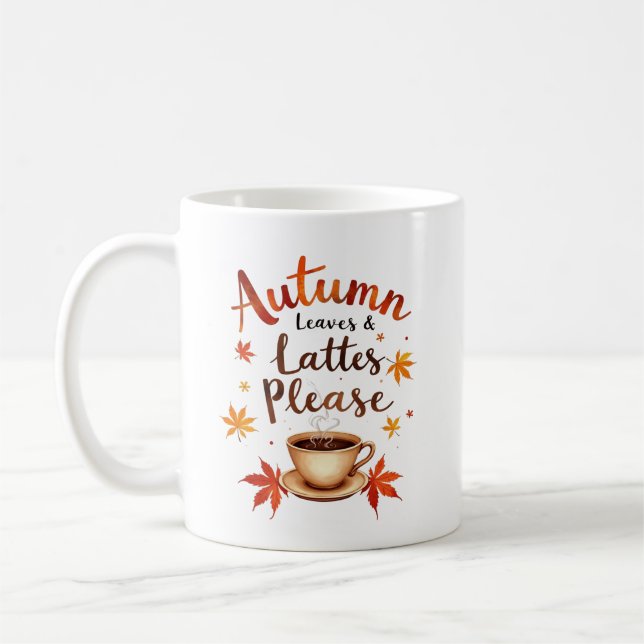 Höstblad & Lattéar Tack - Akvarell Mys Kaffemugg (Vänster)