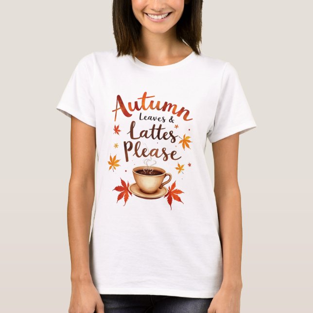 Höstblad & Lattes Tack - Akvarell Mysig T Shirt (Framsida)